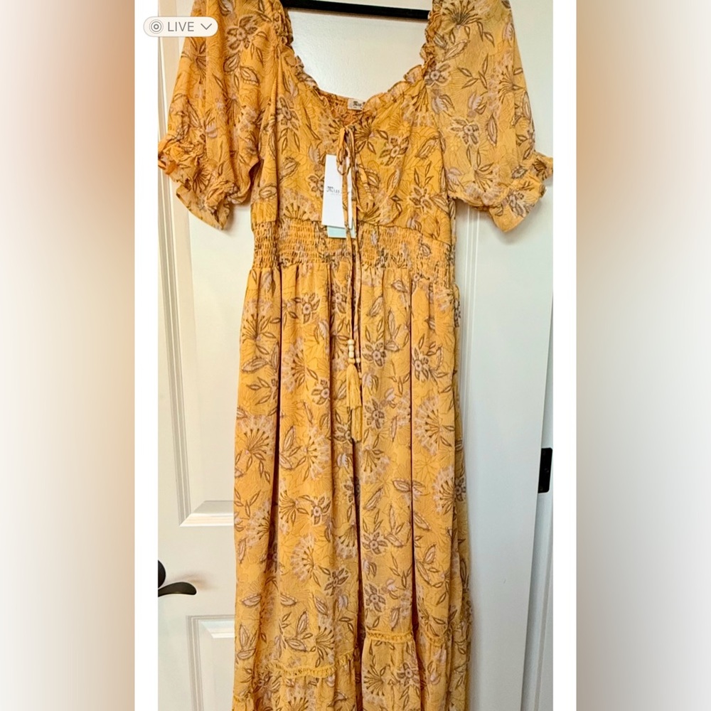 New sz L Miss Me Yellow Floral Maxi Dress